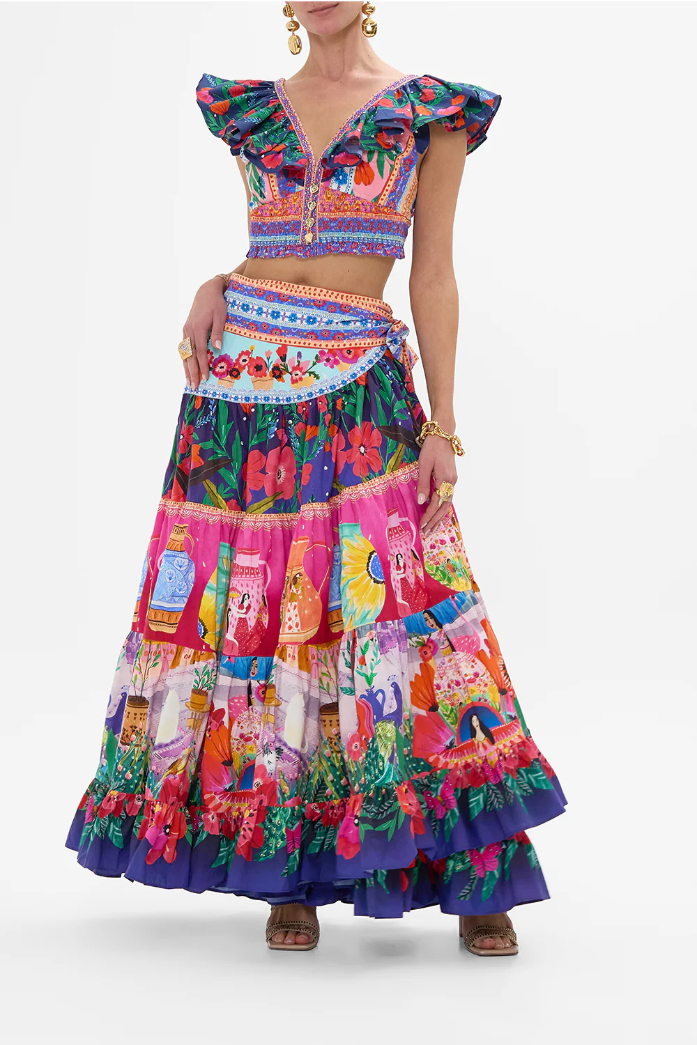 DEEP V FRILL SHORT SLEEVE TOP ROEQIYAS REALM