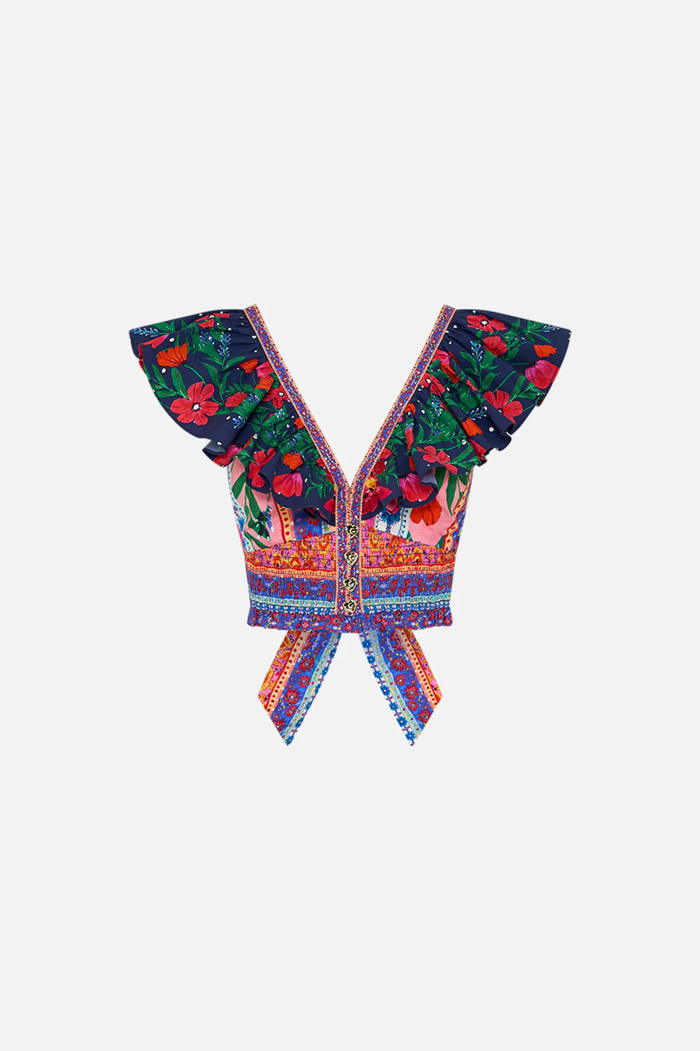 DEEP V FRILL SHORT SLEEVE TOP ROEQIYAS REALM - Image 3