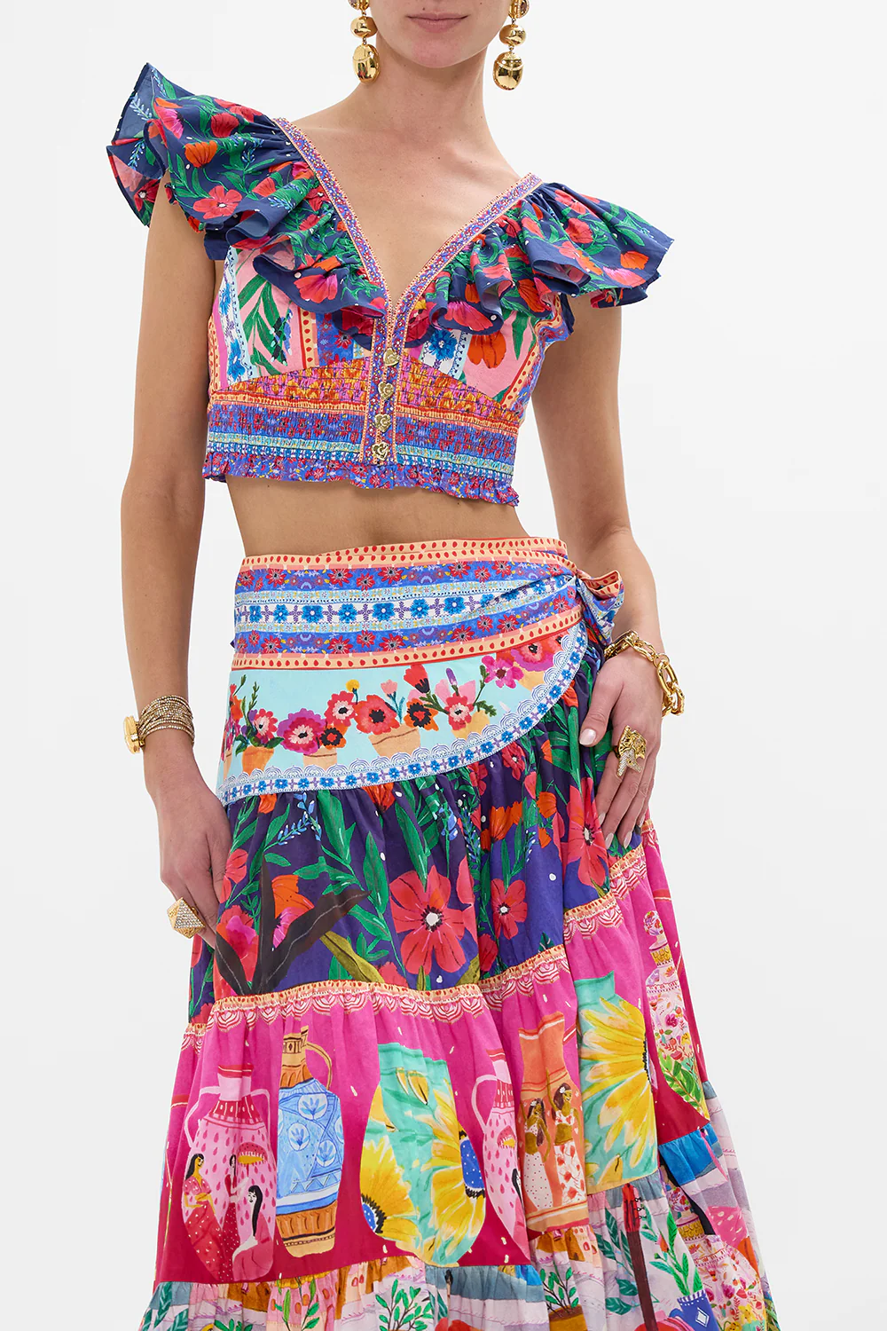 DEEP V FRILL SHORT SLEEVE TOP ROEQIYAS REALM - Image 5
