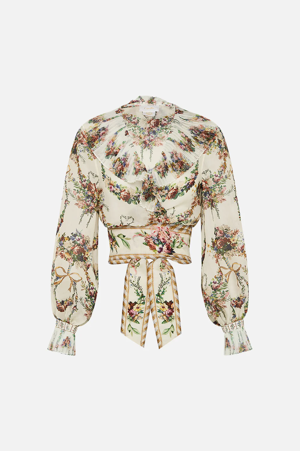 CROPPED WRAP TOP WITH PLEATED DETAIL DRESSING ROOM DRAMA - Image 3
