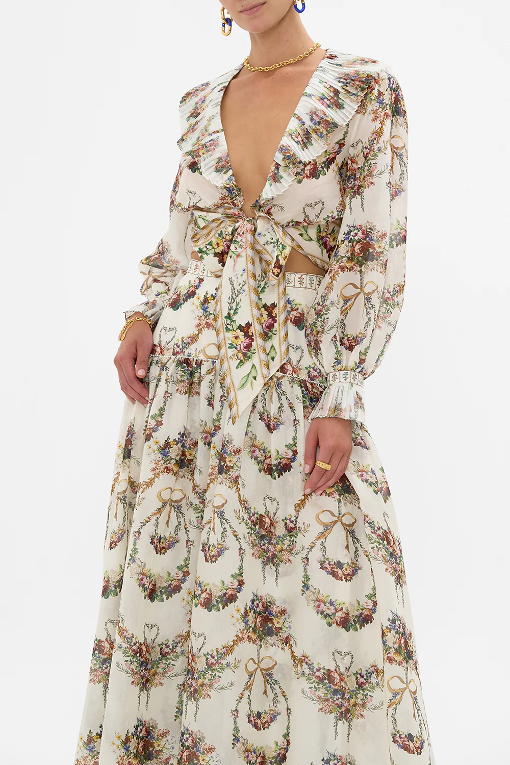 CROPPED WRAP TOP WITH PLEATED DETAIL DRESSING ROOM DRAMA - Image 5