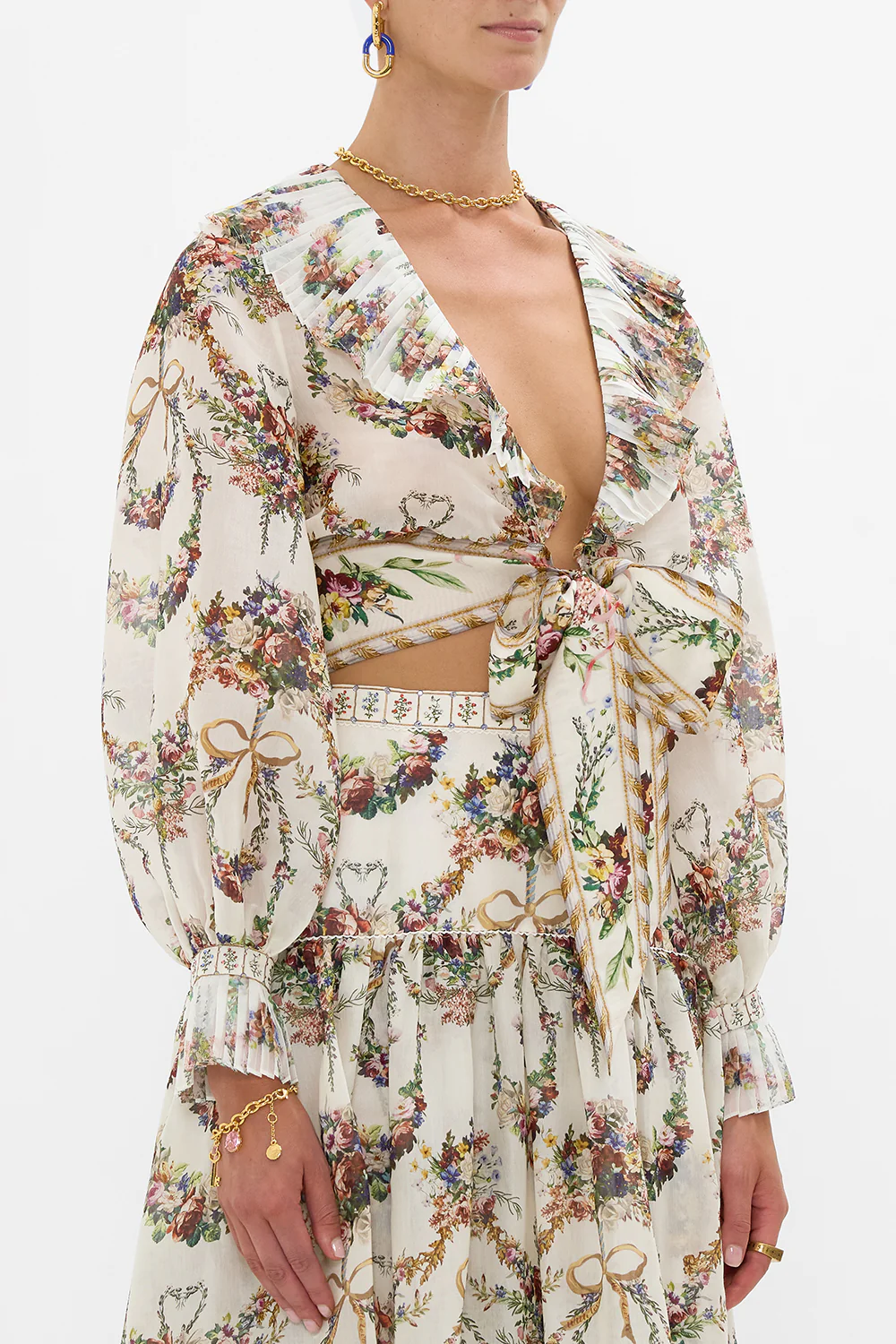 CROPPED WRAP TOP WITH PLEATED DETAIL DRESSING ROOM DRAMA - Image 6