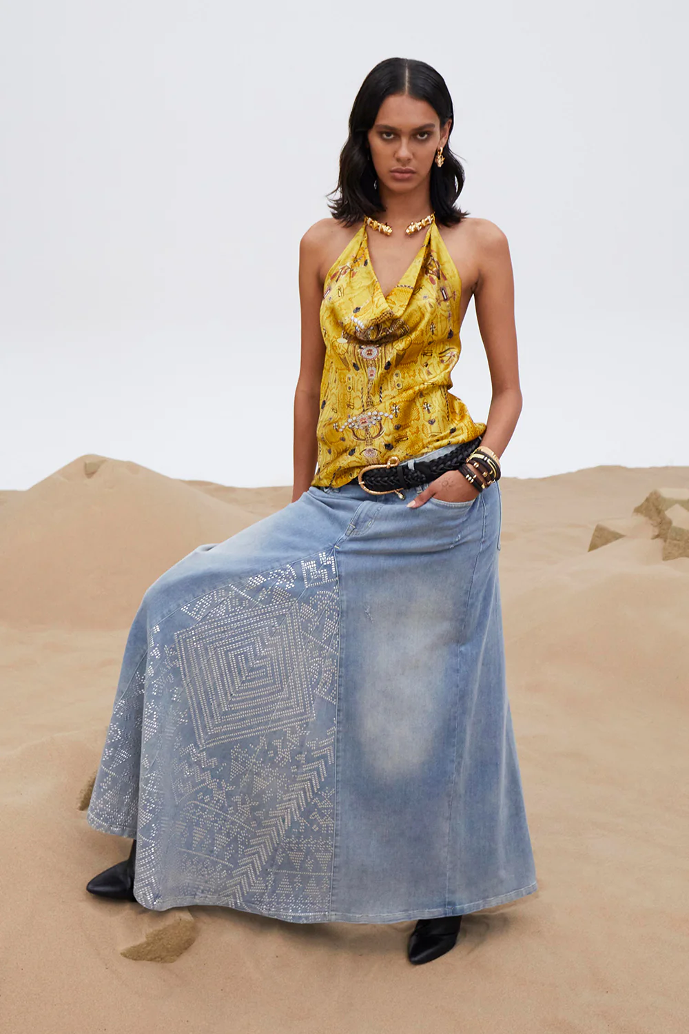 ALIKA OASIS ODYSSEY A-LINE MAXI SKIRT DENIM - Image 8