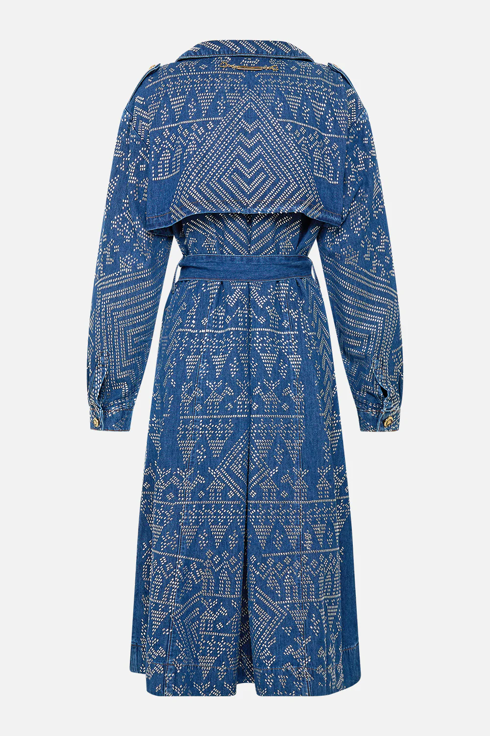 DESERT REIGN LONGLINE BELTED TRENCH COAT DENIM - Image 6