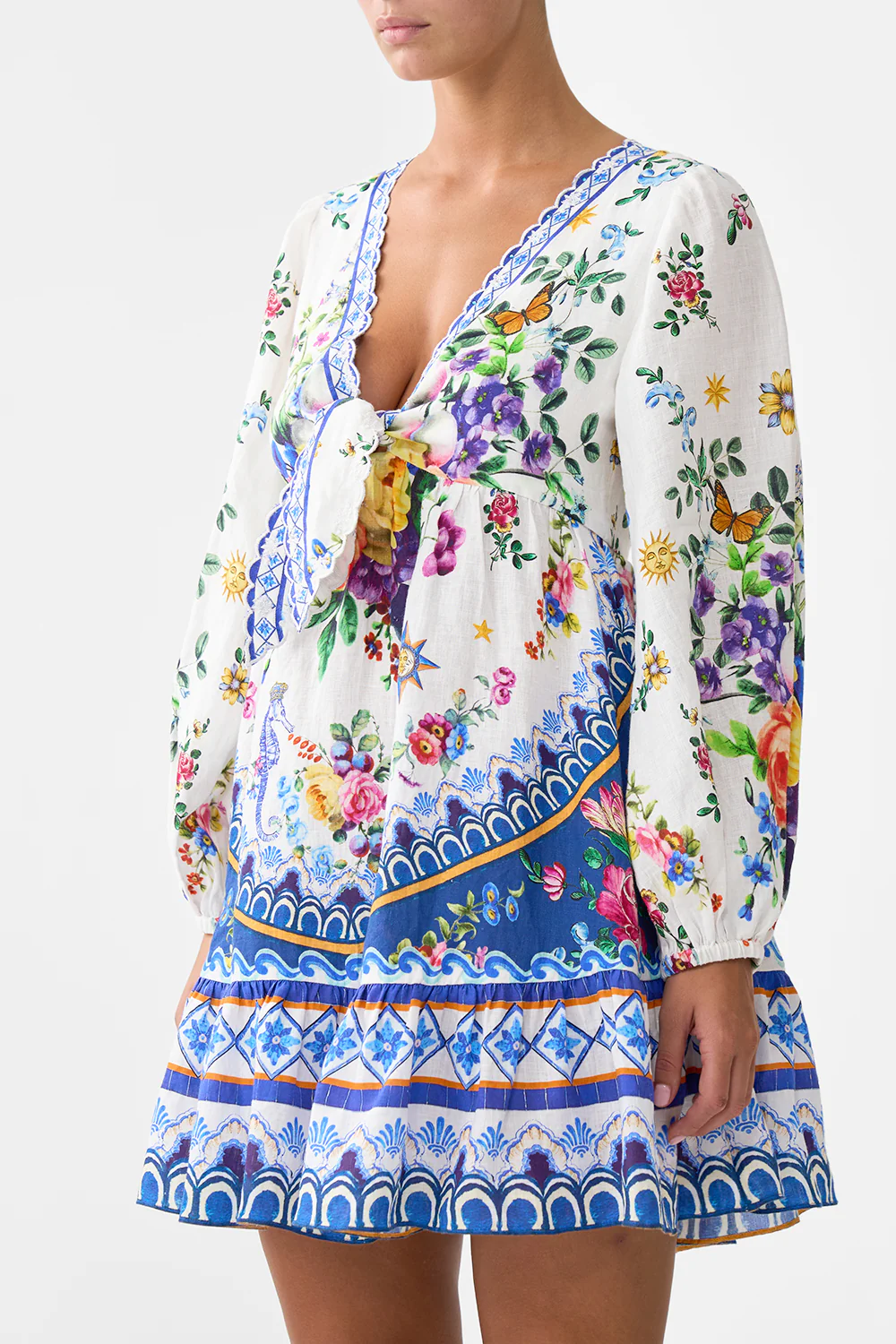 SHORT TIE FRONT BLOUSON DRESS TILES DARLS - Image 5