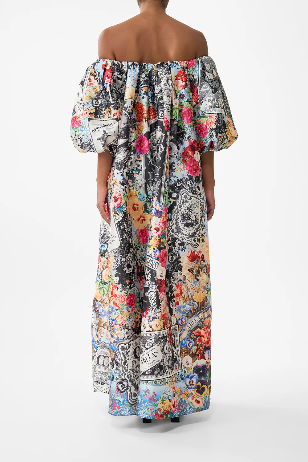 OFF SHOULDER LONG PUFF DRESS FLOWER SHOWERS - Image 2