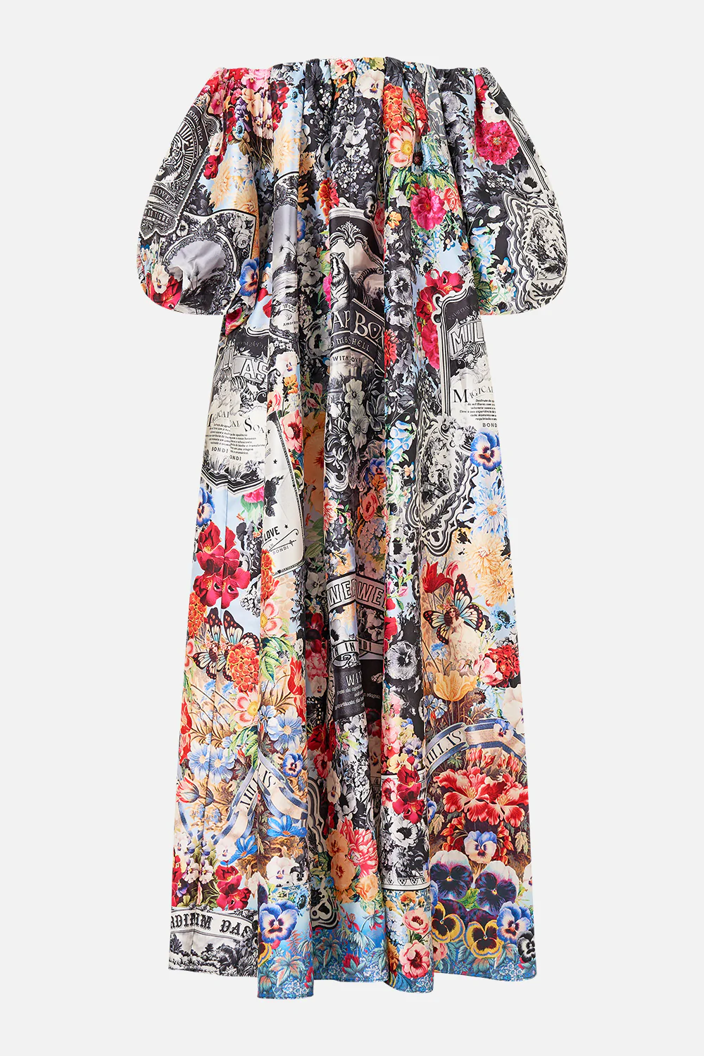 OFF SHOULDER LONG PUFF DRESS FLOWER SHOWERS - Image 3