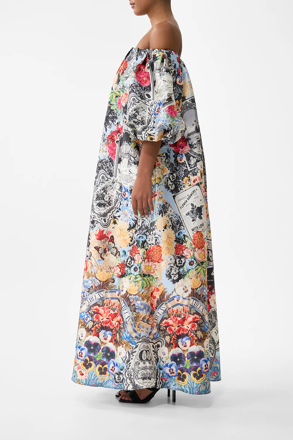 OFF SHOULDER LONG PUFF DRESS FLOWER SHOWERS - Image 4