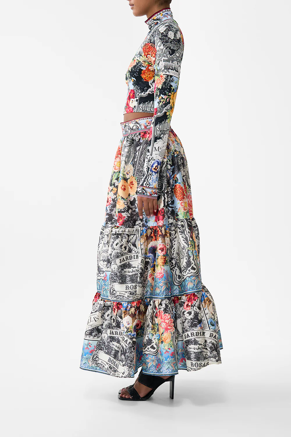HIGH WAISTED TIERED SKIRT FLOWER SHOWERS - Image 4