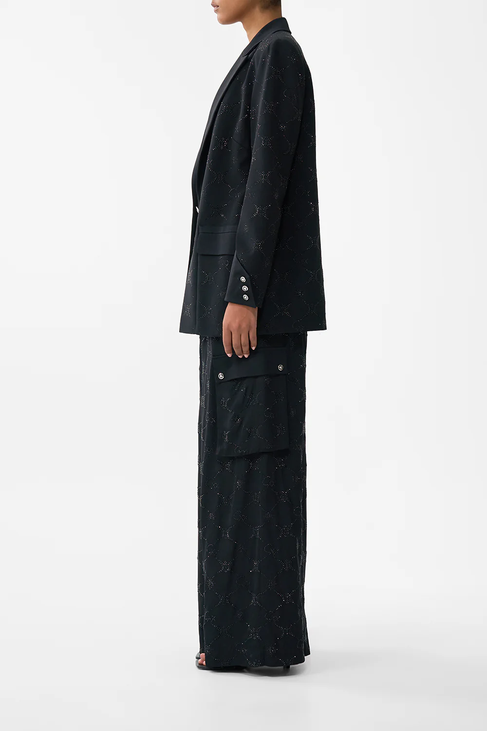 WIDE LEG UTILITY PANTS SOLID BLACK - Image 4