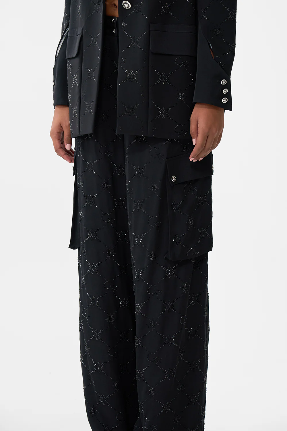 WIDE LEG UTILITY PANTS SOLID BLACK - Image 5