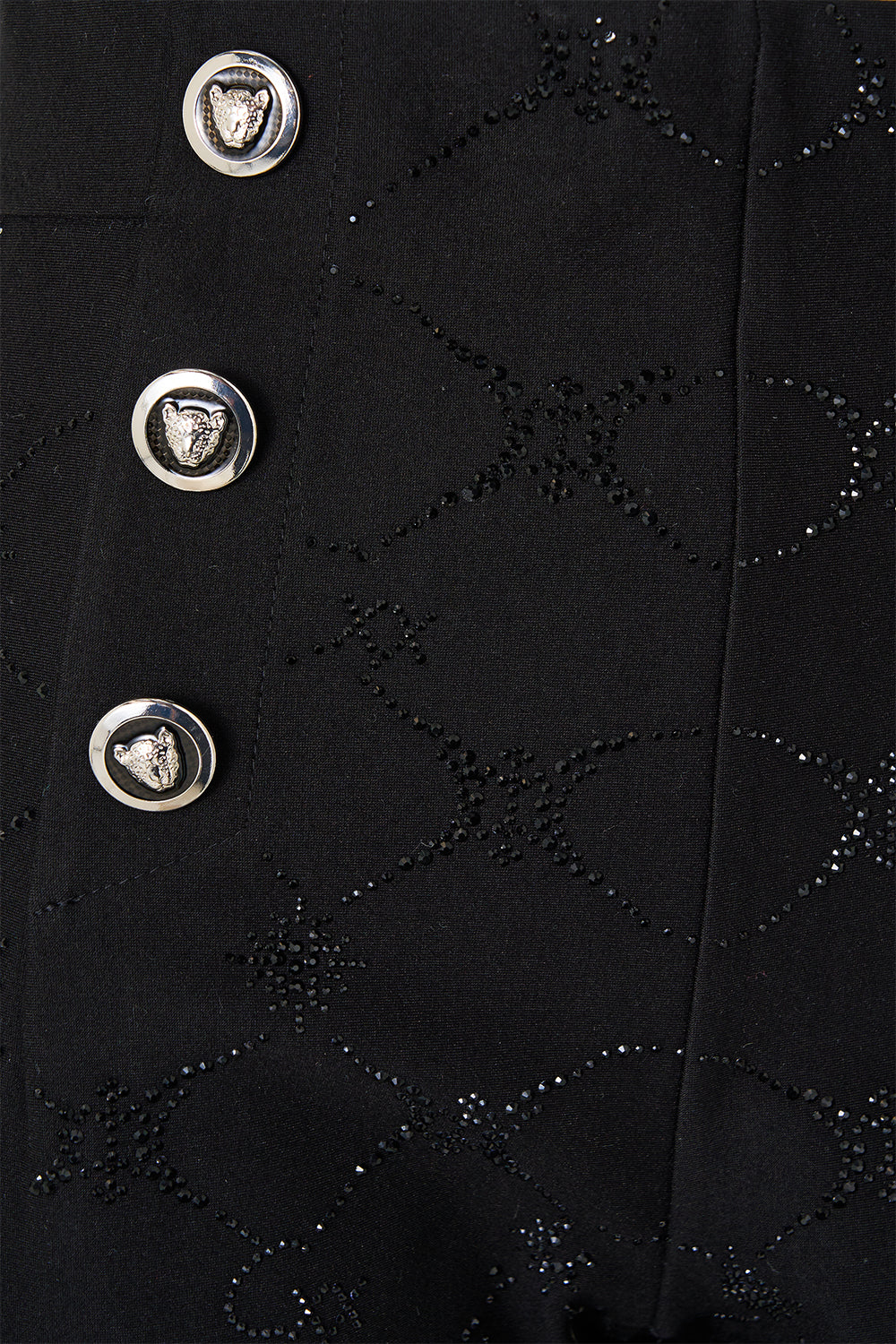 BUTTON EMBELLISHED PONTE PANT SOLID BLACK - Image 7