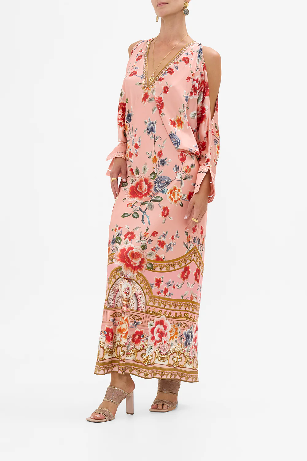 PLUNGE NECK DRAPED SHOULDER DRESS MAJESTIC MILLA - Image 4