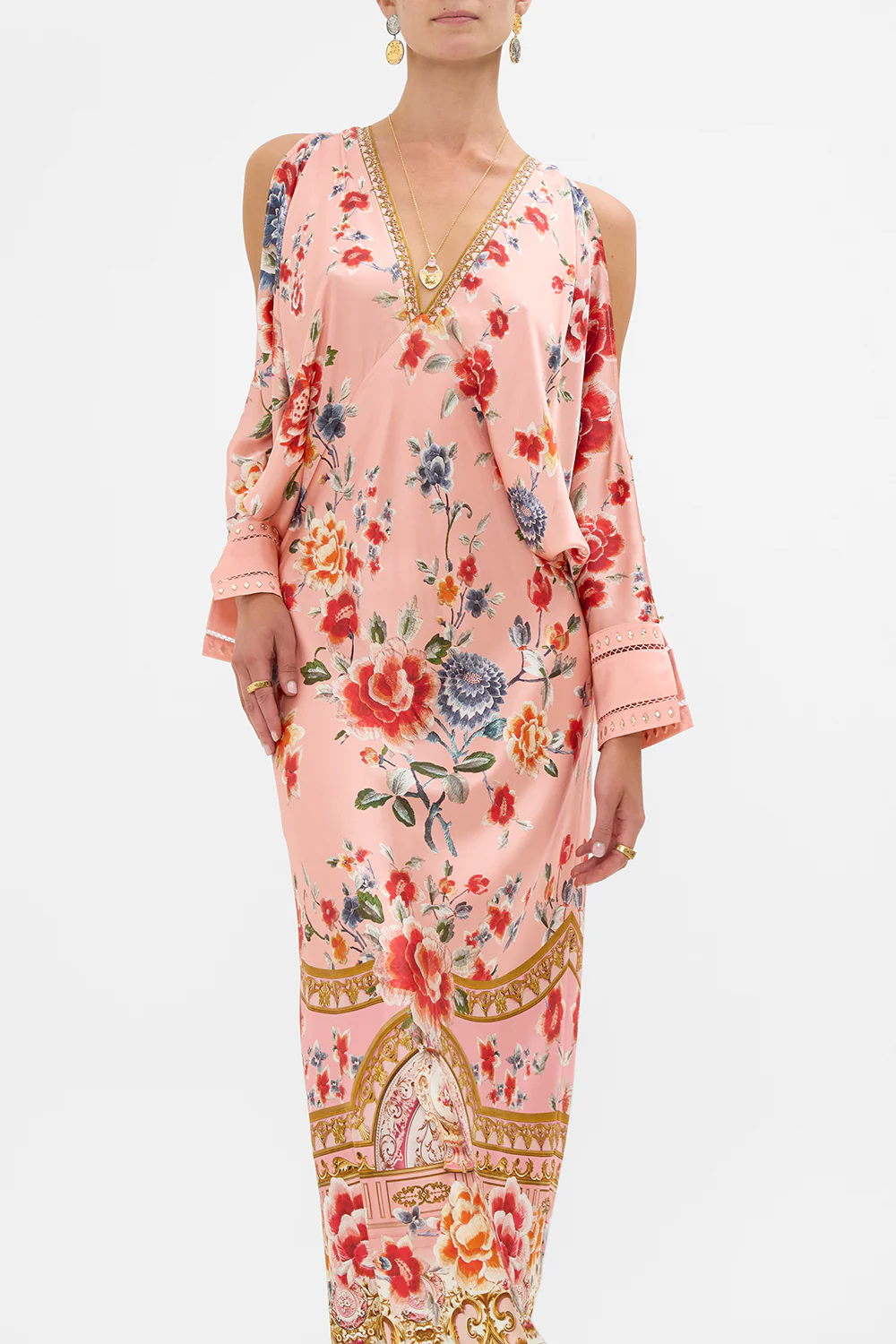 PLUNGE NECK DRAPED SHOULDER DRESS MAJESTIC MILLA - Image 5