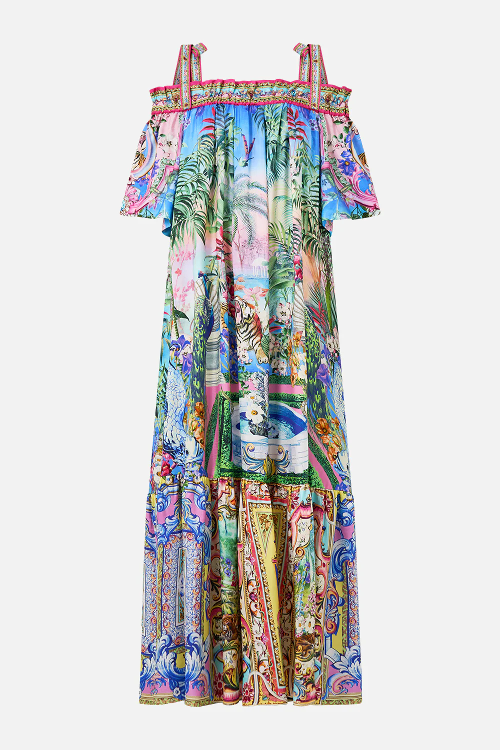 LONG OFF SHOULDER FRILL DRESS WITH STRAPS SPIRIT OF SANTA MARIA - Image 3