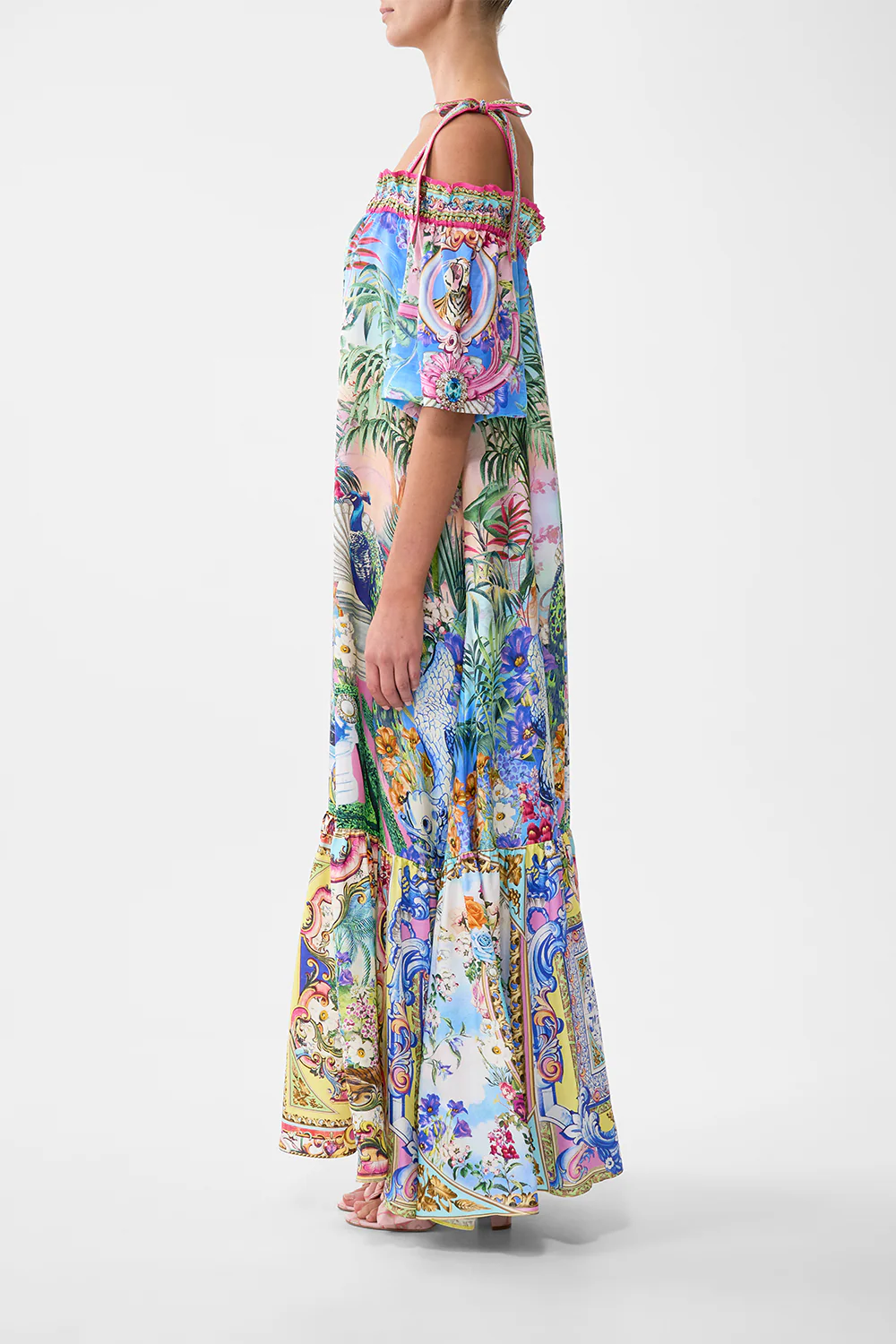 LONG OFF SHOULDER FRILL DRESS WITH STRAPS SPIRIT OF SANTA MARIA - Image 4
