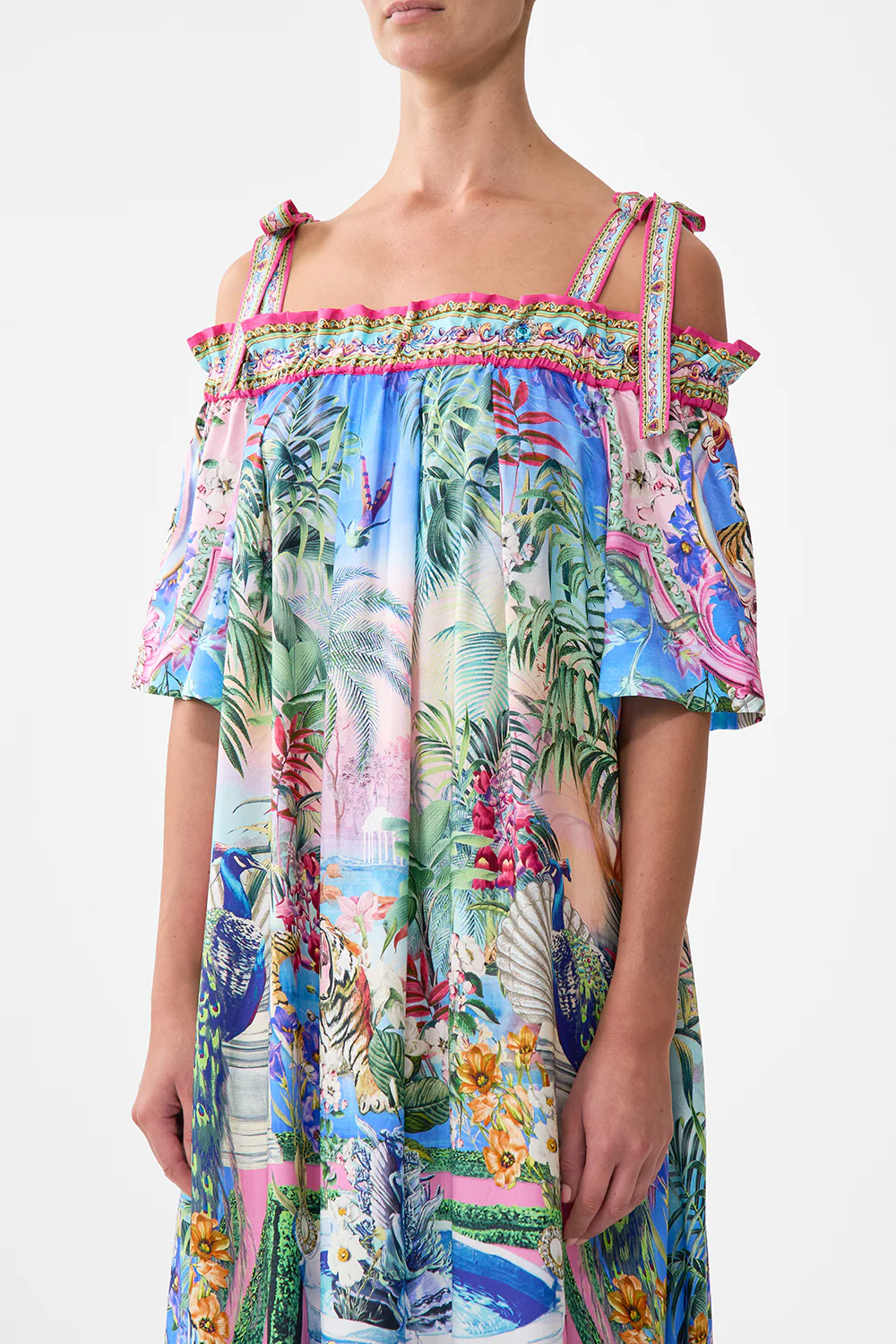 LONG OFF SHOULDER FRILL DRESS WITH STRAPS SPIRIT OF SANTA MARIA - Image 5