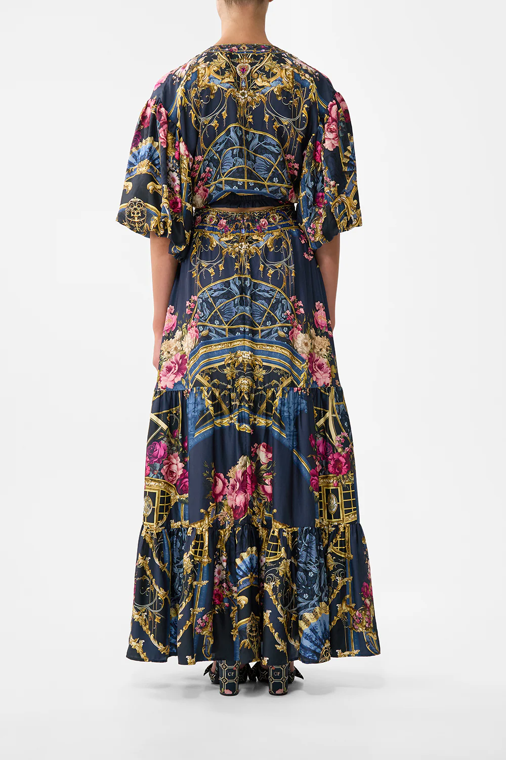 TIE FRONT PUFF SLEEVE TOP ORNATE ON A PLATE - Image 2