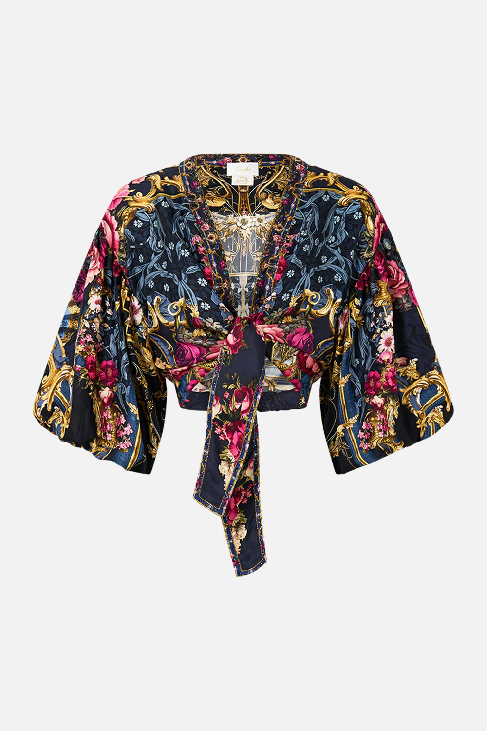 TIE FRONT PUFF SLEEVE TOP ORNATE ON A PLATE - Image 3