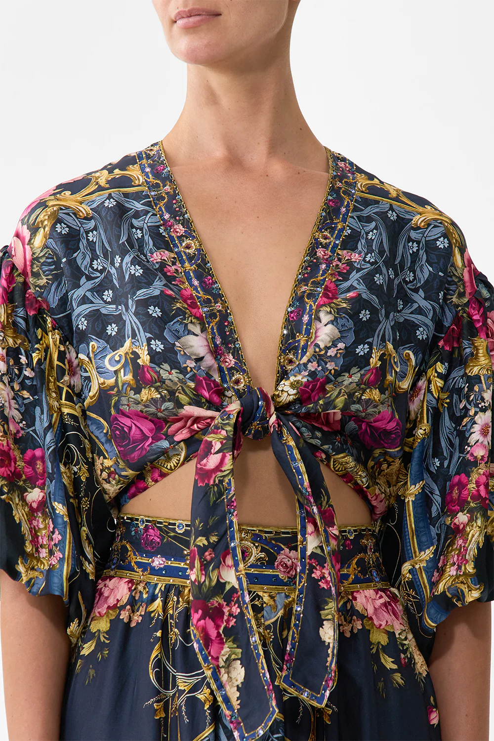 TIE FRONT PUFF SLEEVE TOP ORNATE ON A PLATE - Image 6