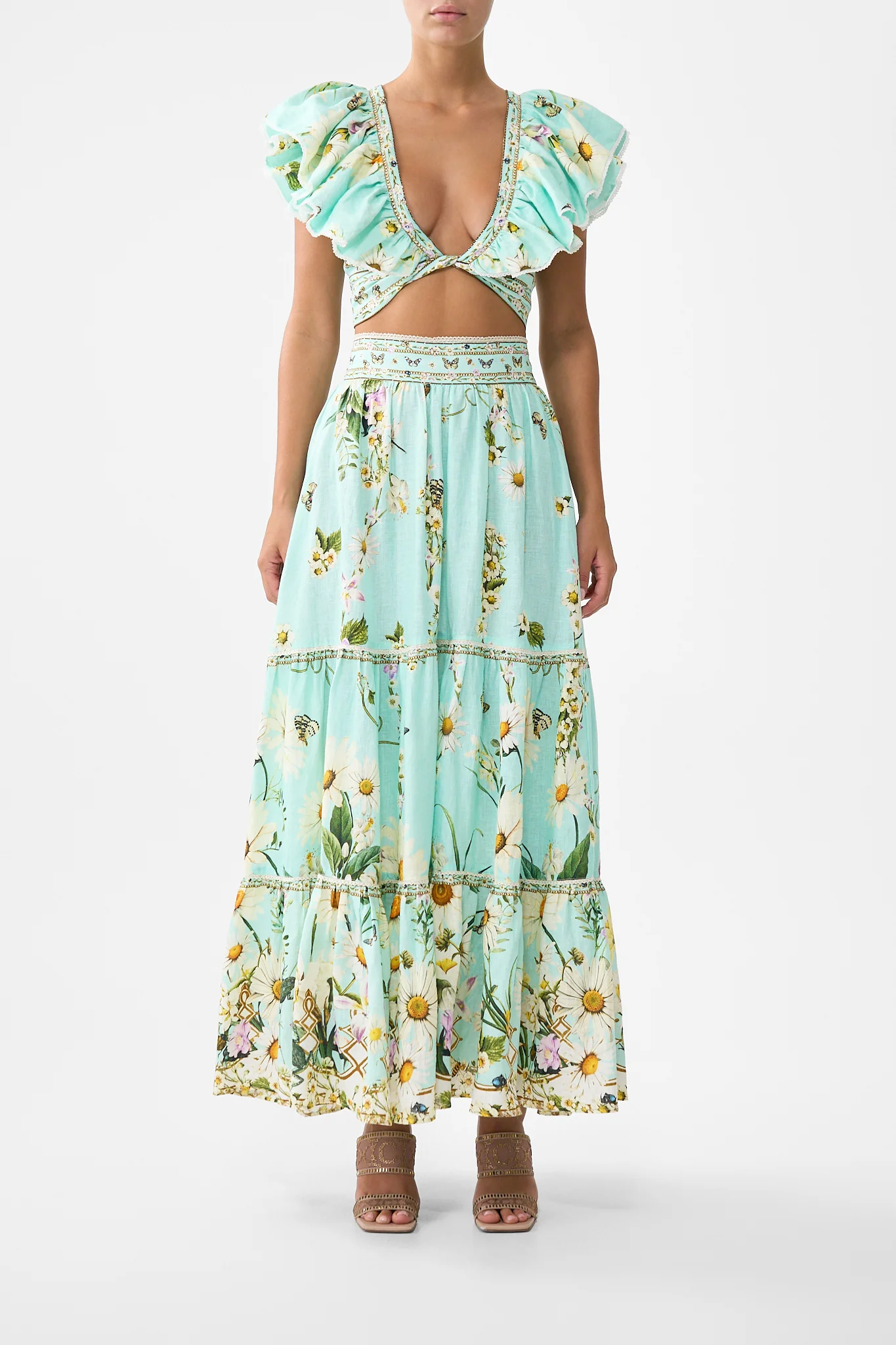 RUFFLE WRAP TOP FLORAL FREEFALL