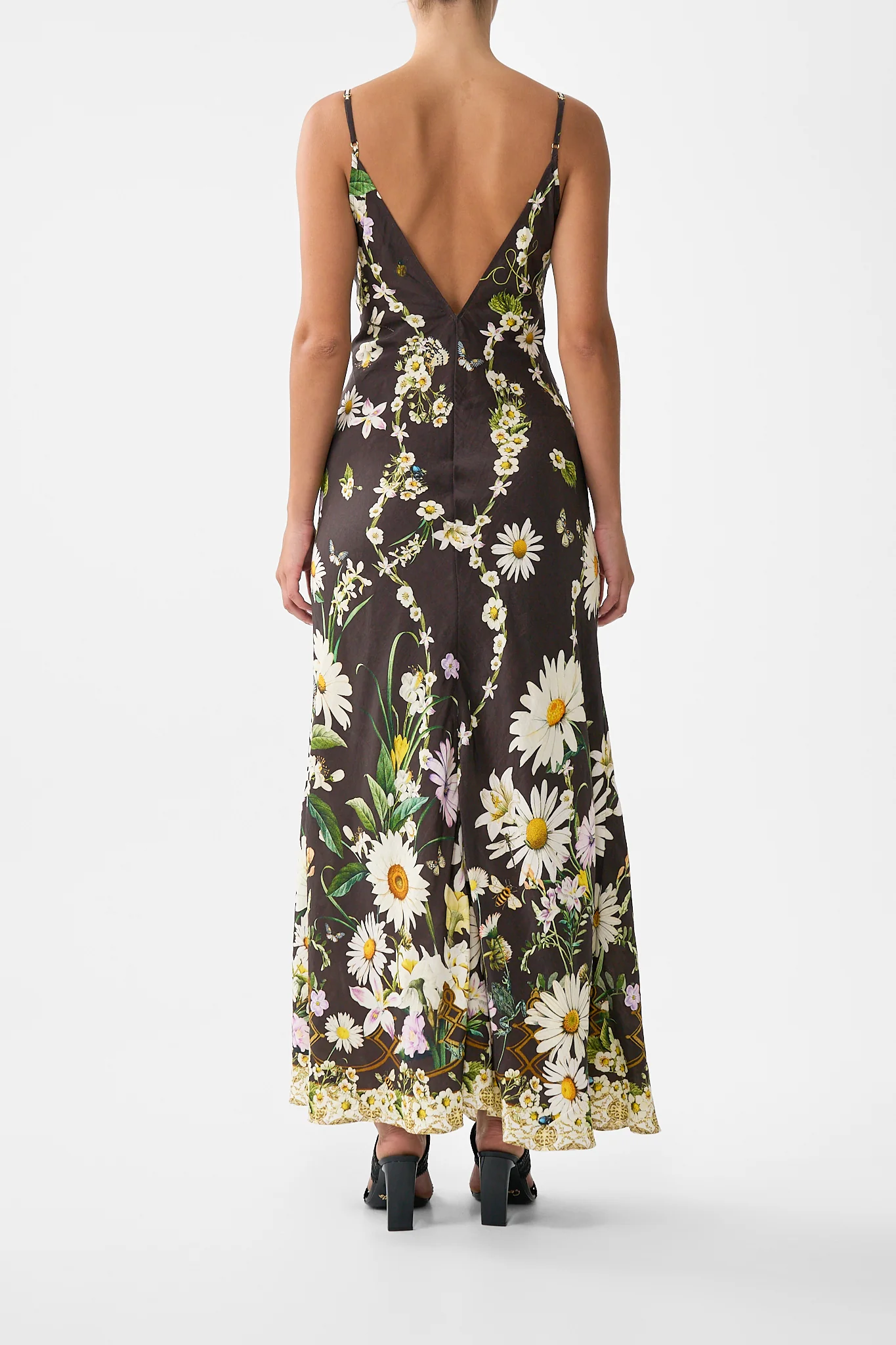 V NECK FULL LENGTH BIAS SLIP DRESS DISH IT, DAISY - Image 2