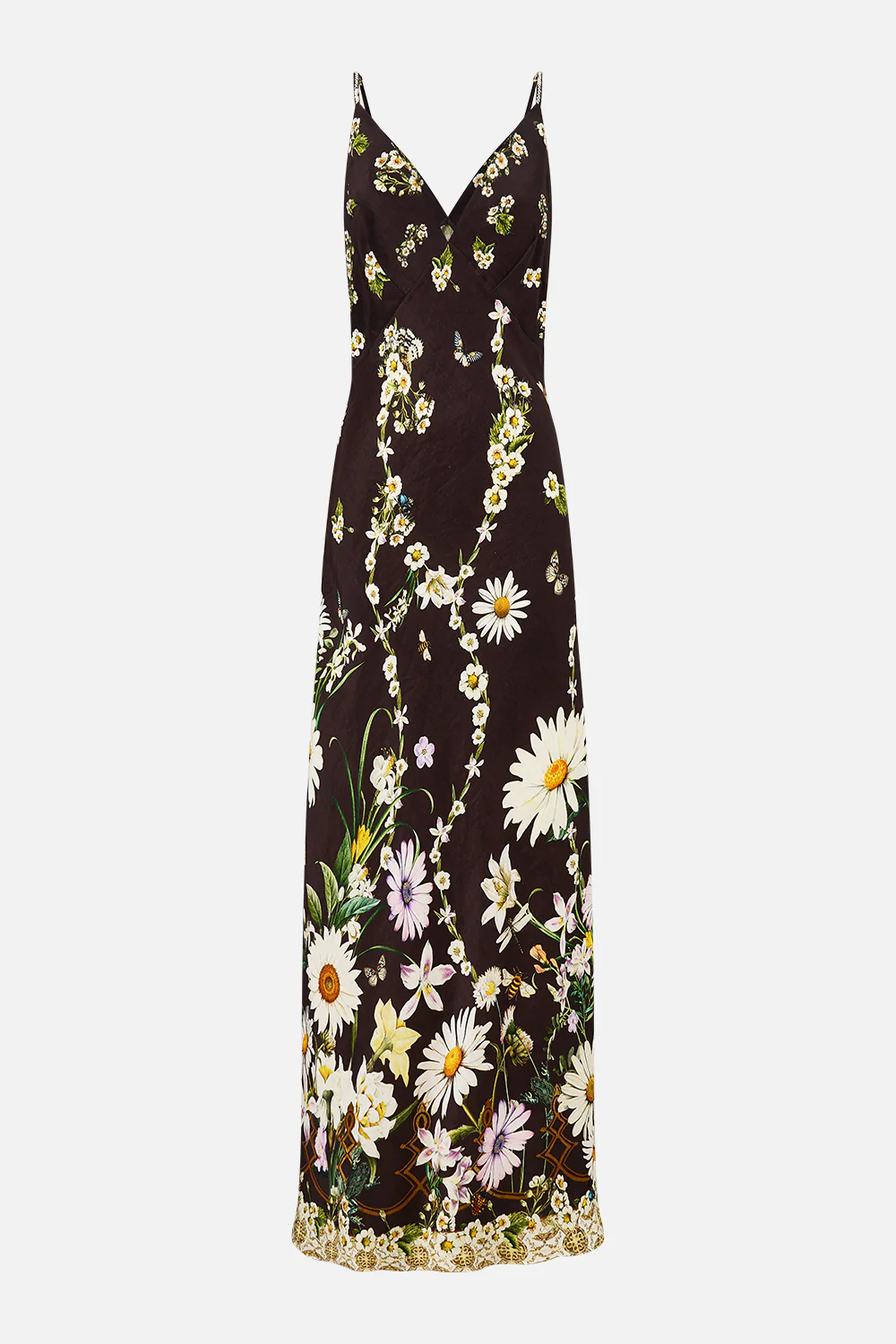 V NECK FULL LENGTH BIAS SLIP DRESS DISH IT, DAISY - Image 3