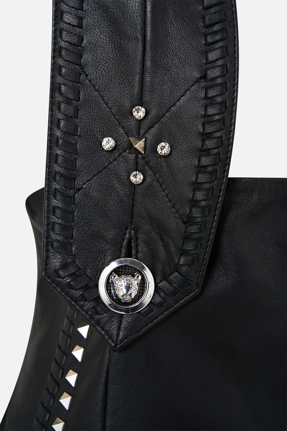 LEATHER PLEATED WIDE LEG JUMPSUIT SOLID BLACK - Image 7