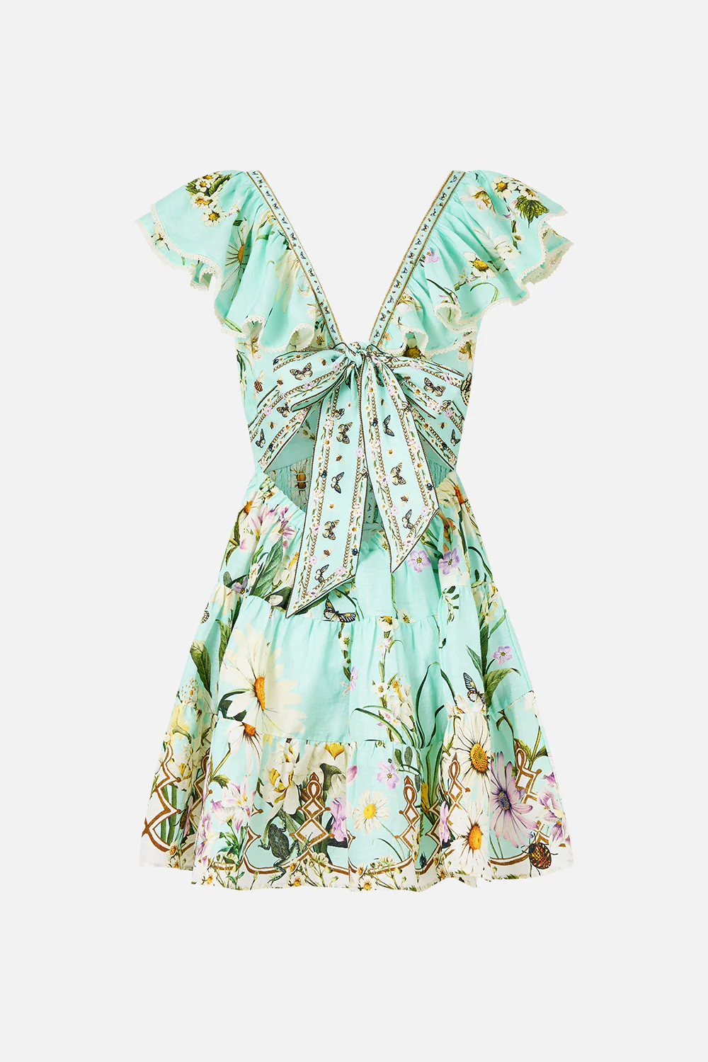 TIERED SHORT DRESS WITH NECK FRILL FLORAL FREEFALL - Image 8