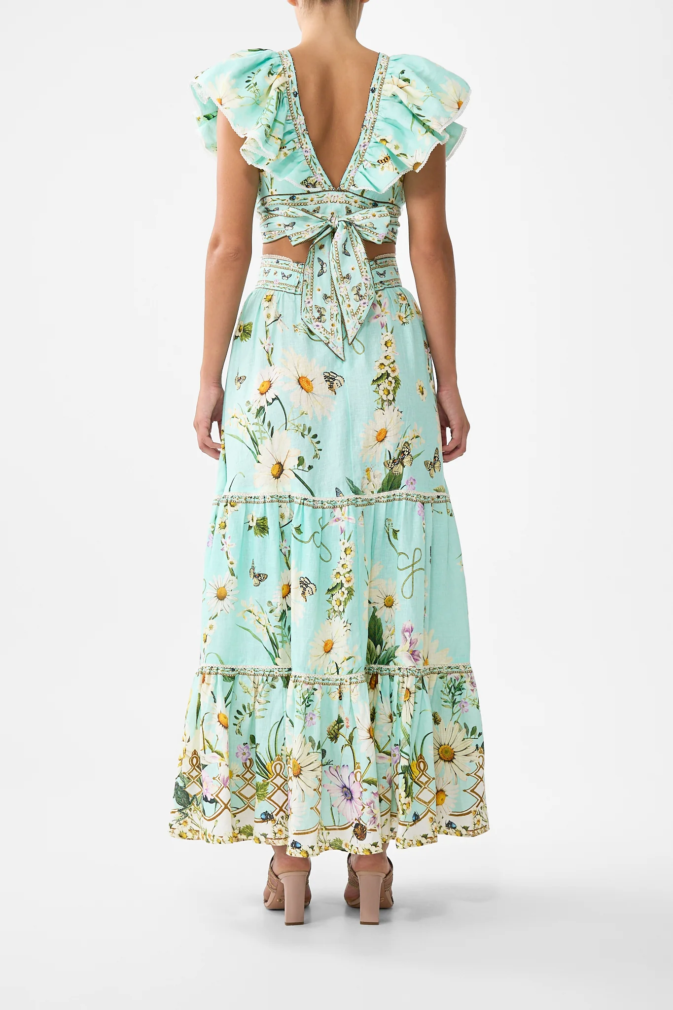 HIGH WAISTED TIERED SKIRT FLORAL FREEFALL - Image 2