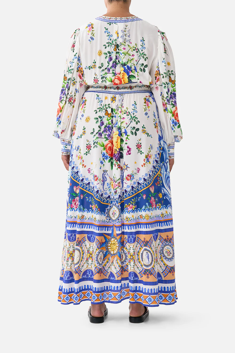 SHAPED WAISTBAND DRESS WITH GATHERED SLEEVES TILES DARLS - Image 10