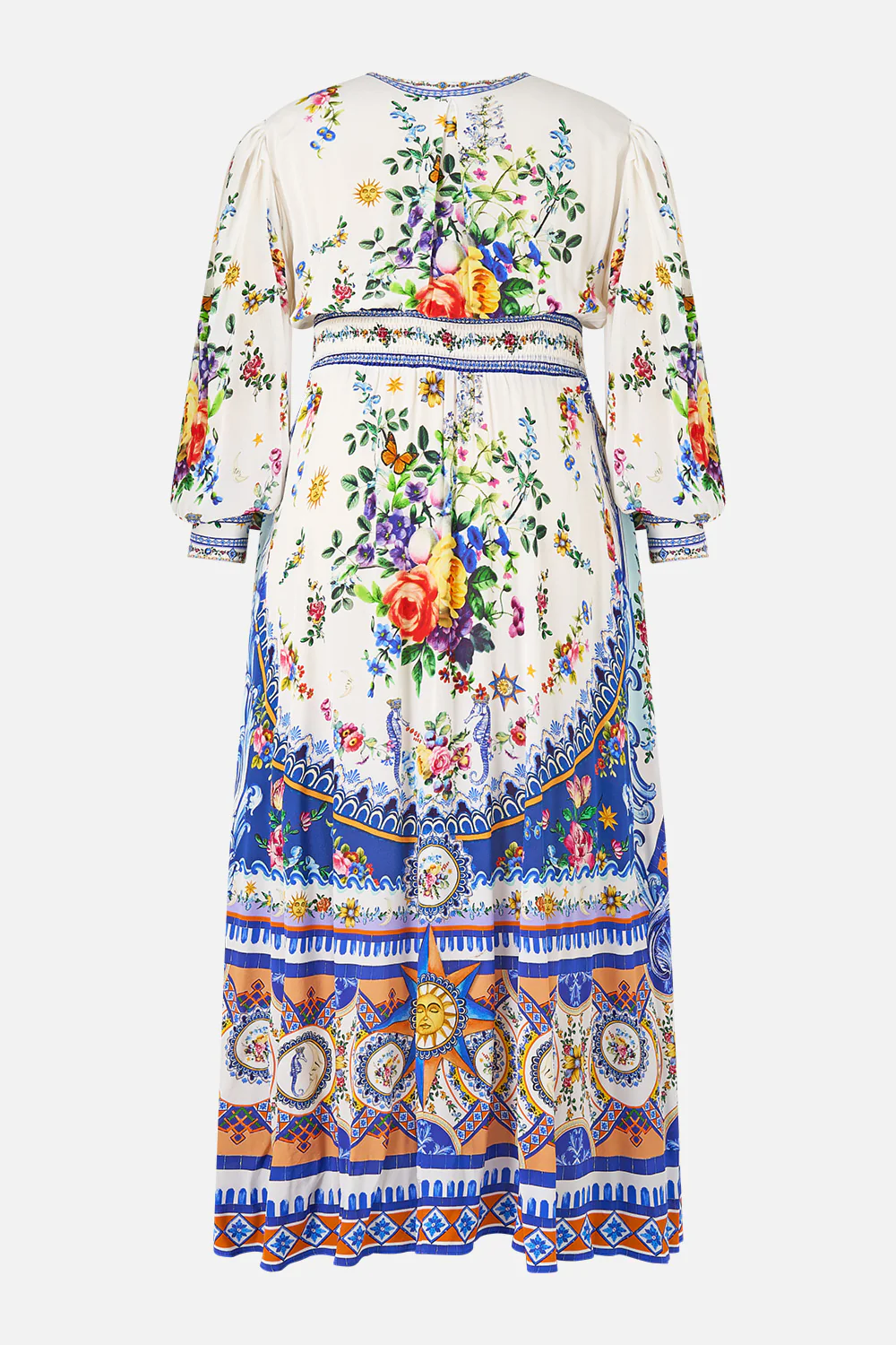 SHAPED WAISTBAND DRESS WITH GATHERED SLEEVES TILES DARLS - Image 13