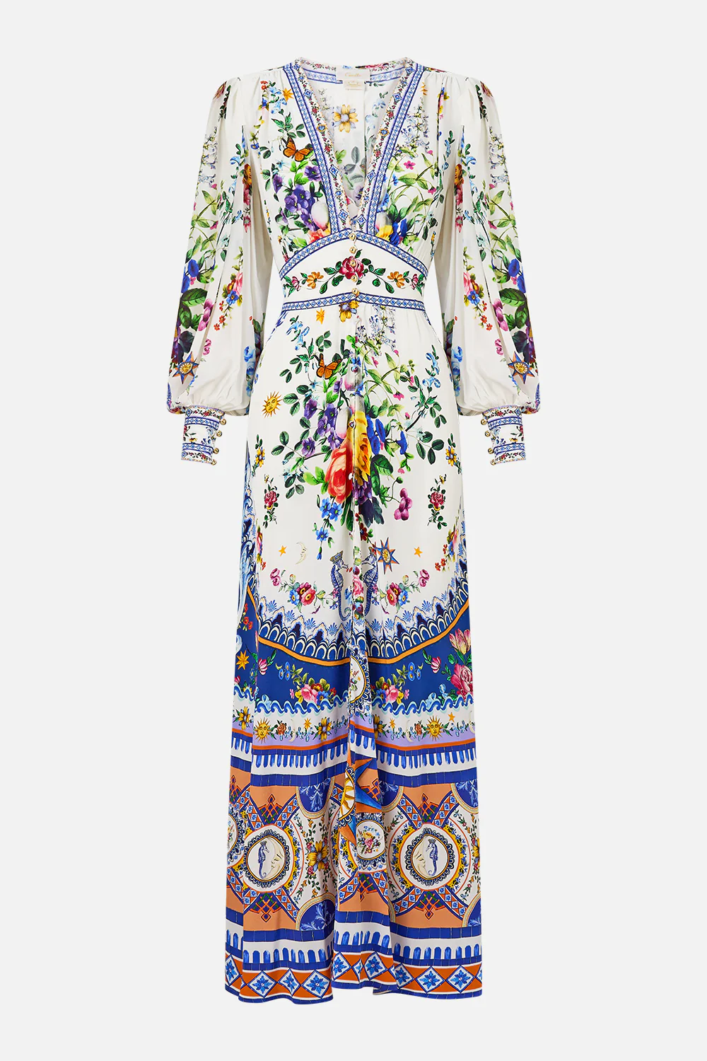 SHAPED WAISTBAND DRESS WITH GATHERED SLEEVES TILES DARLS - Image 3