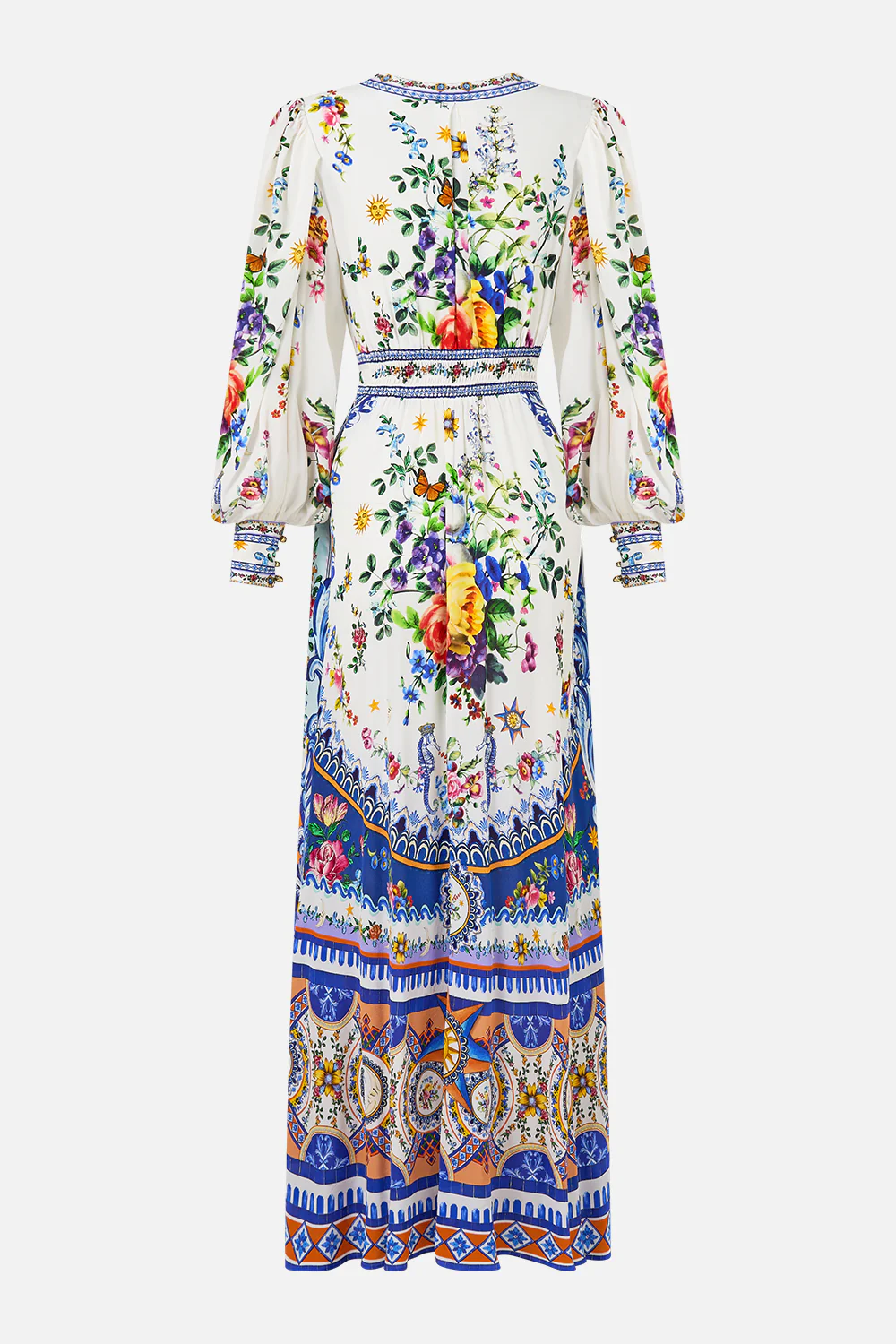 SHAPED WAISTBAND DRESS WITH GATHERED SLEEVES TILES DARLS - Image 8