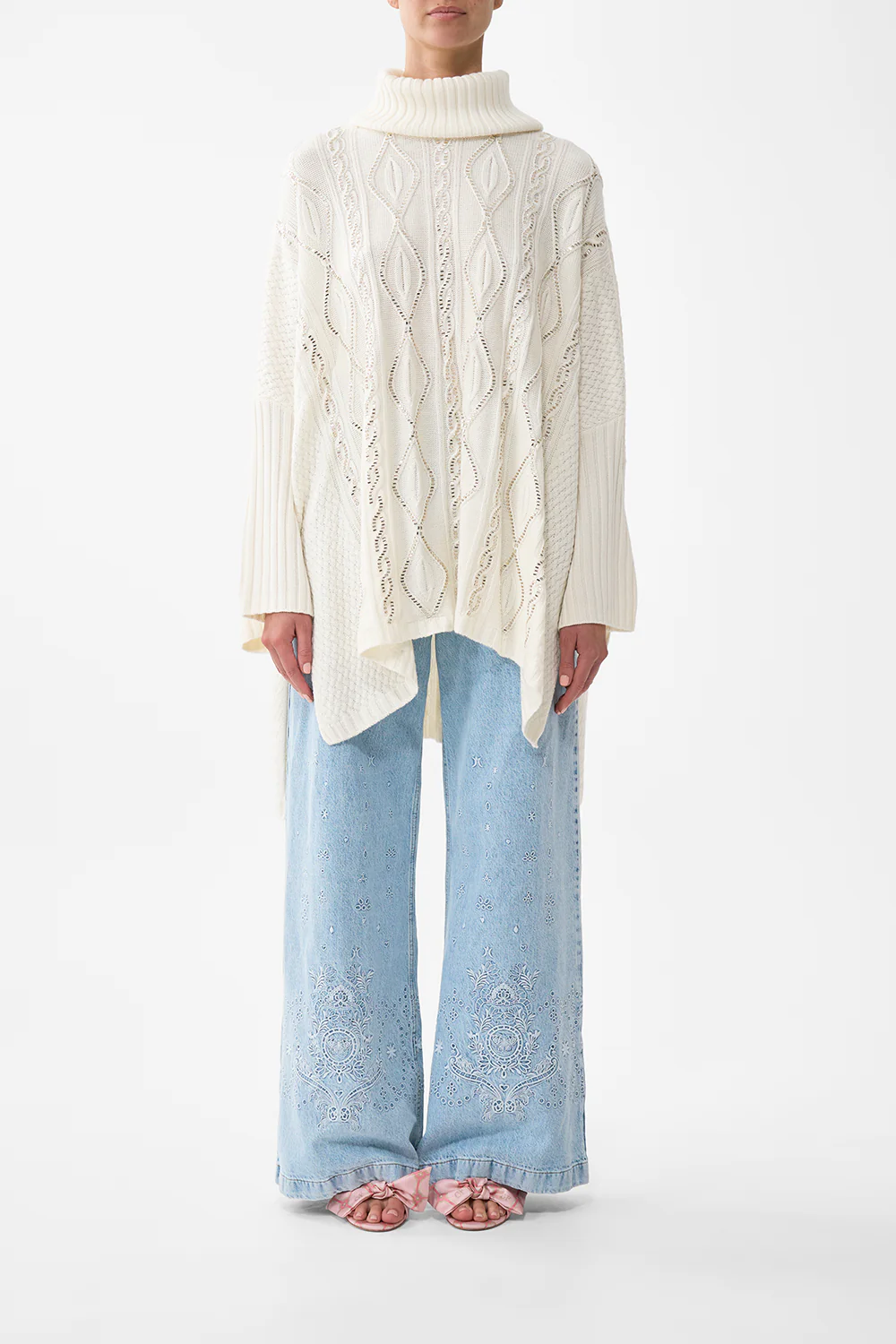 ROLL NECK KNIT JUMPER SOLID IVORY