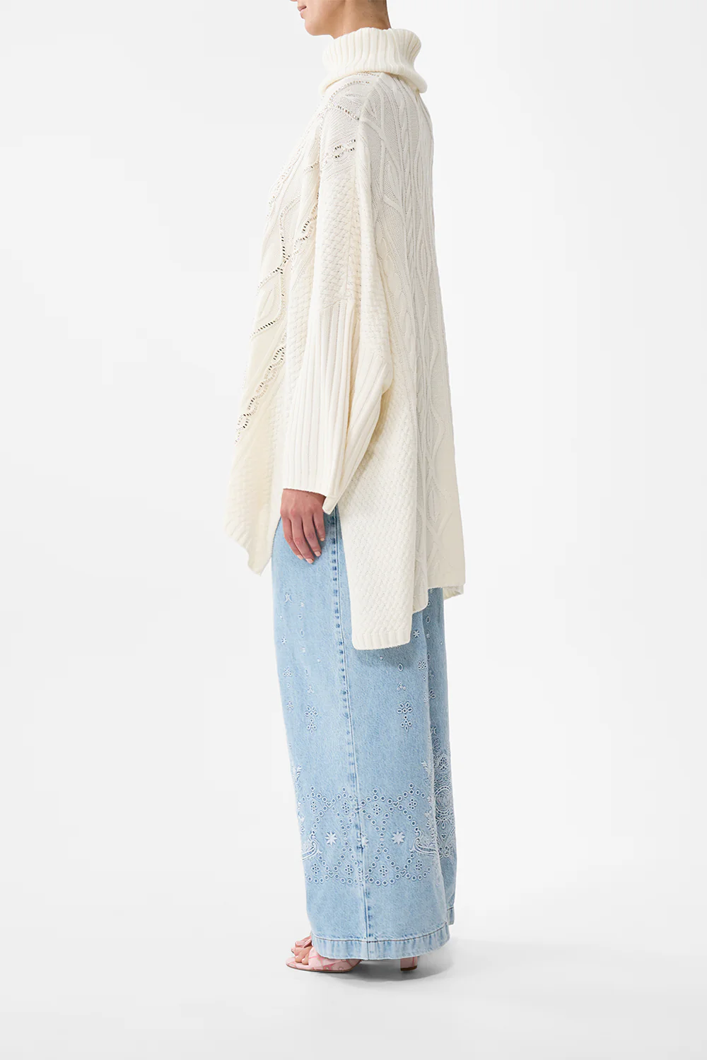 ROLL NECK KNIT JUMPER SOLID IVORY - Image 4