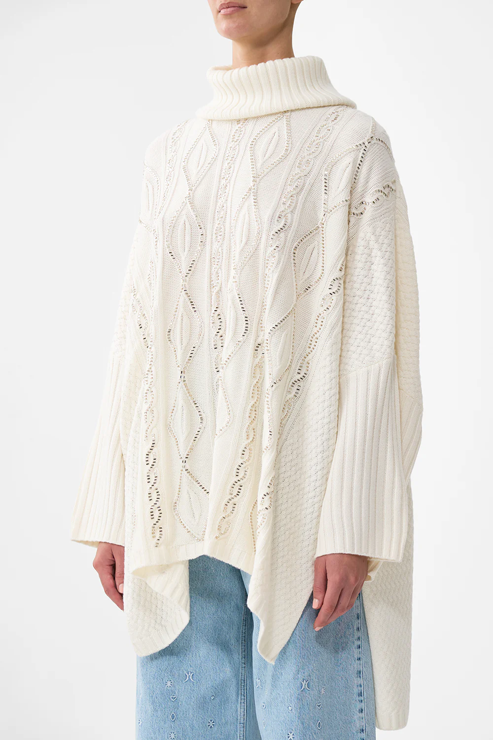 ROLL NECK KNIT JUMPER SOLID IVORY - Image 5