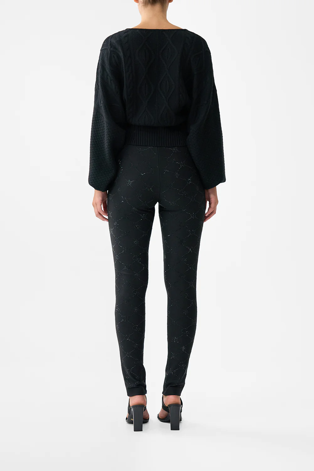 SURPLICE NECK KNIT JUMPER SOLID BLACK - Image 2