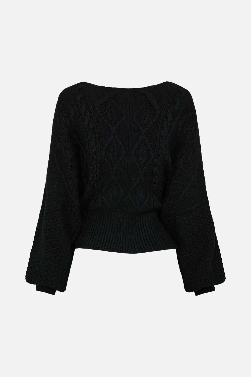 SURPLICE NECK KNIT JUMPER SOLID BLACK - Image 7
