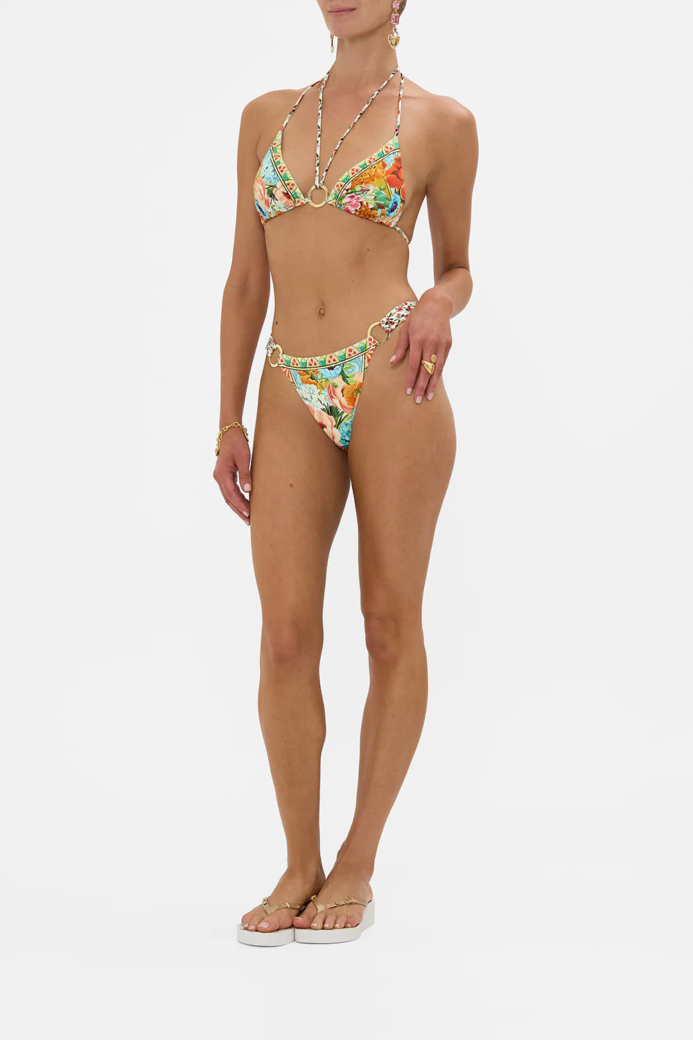MULTI STRAP TRIANGLE BIKINI SET WITH RING TRIMS BATHING BOMBSHELL - Image 4