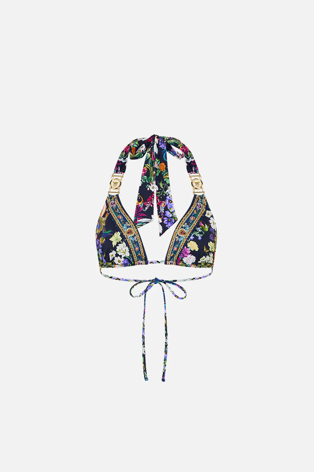 STRAP TRIM BIKINI TOP WITH THICK NECK TIE BASKED IN BAROQUE - Image 3
