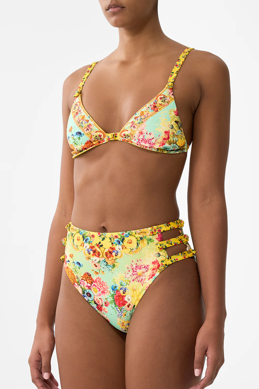 SOFT UNDERWIRE BIKINI TOP WITH BUTTON STRAPS AROMATIC TIGER FLOWER - Image 5