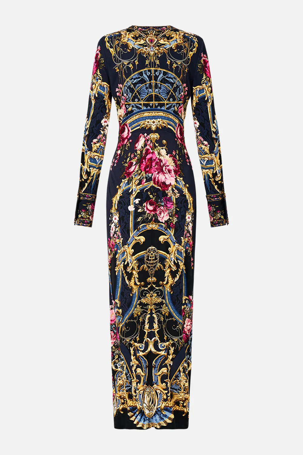 LONG V NECK TWIST FRONT JERSEY DRESS ORNATE ON A PLATE - Image 7