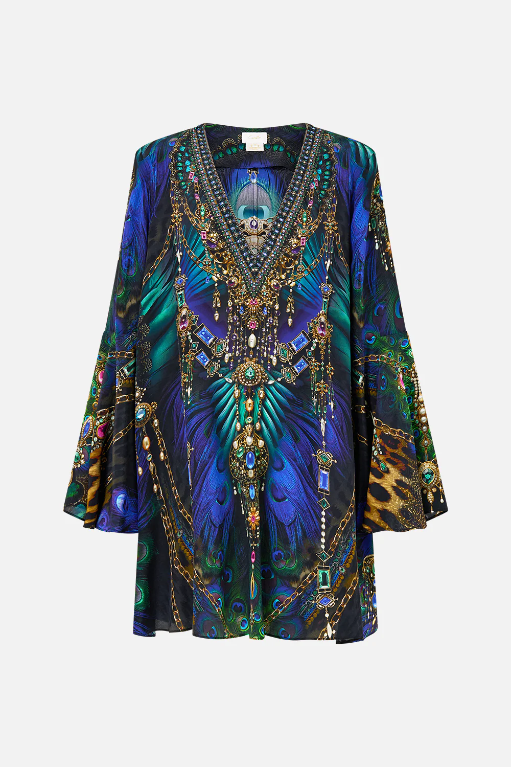 V-NECK FLARED SLEEVE MINI DRESS DOMINICAN DECADENCE - Image 3