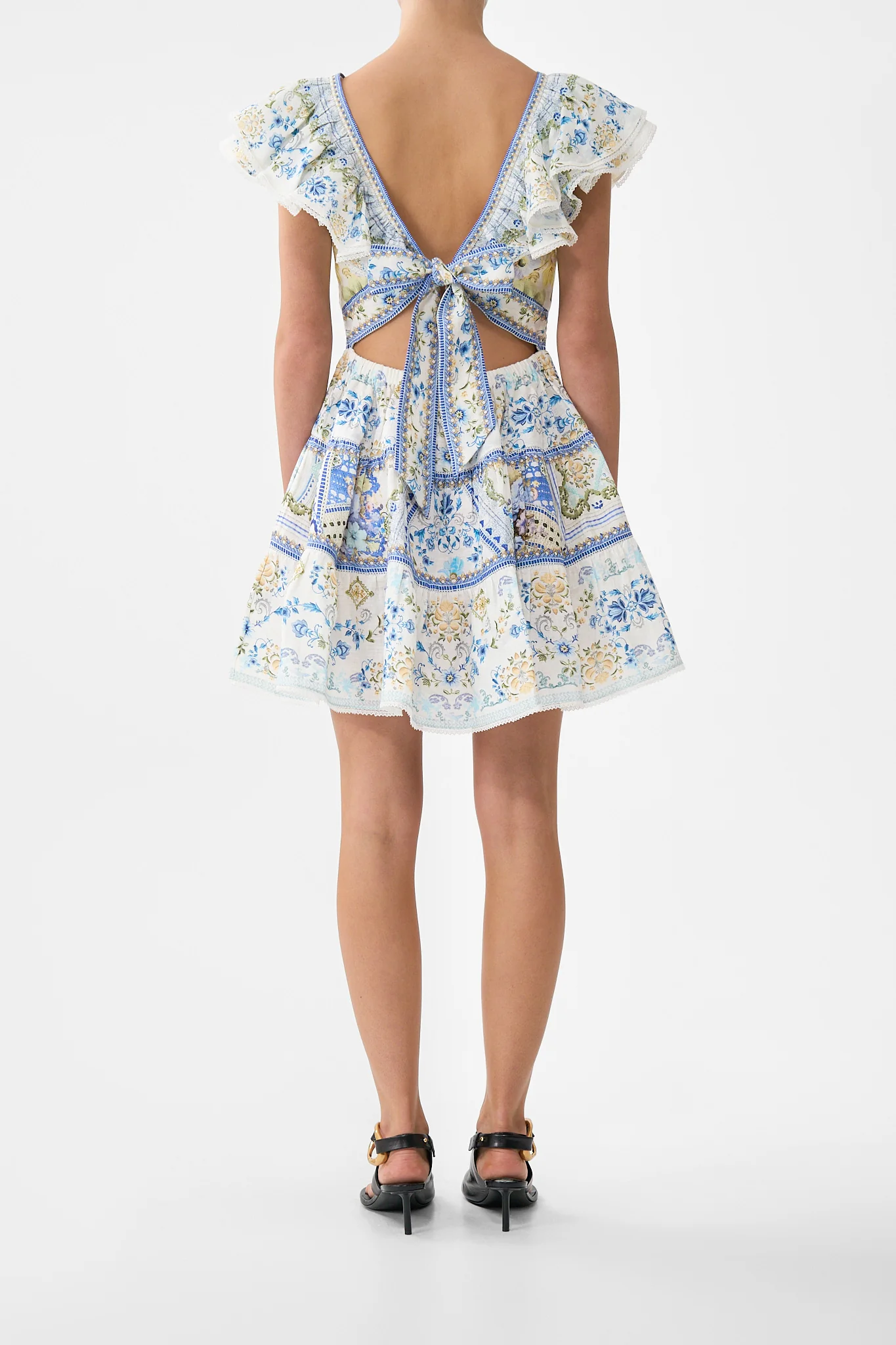 TIERED SHORT DRESS WITH NECK FRILL MY HOMESPUN HEART - Image 2
