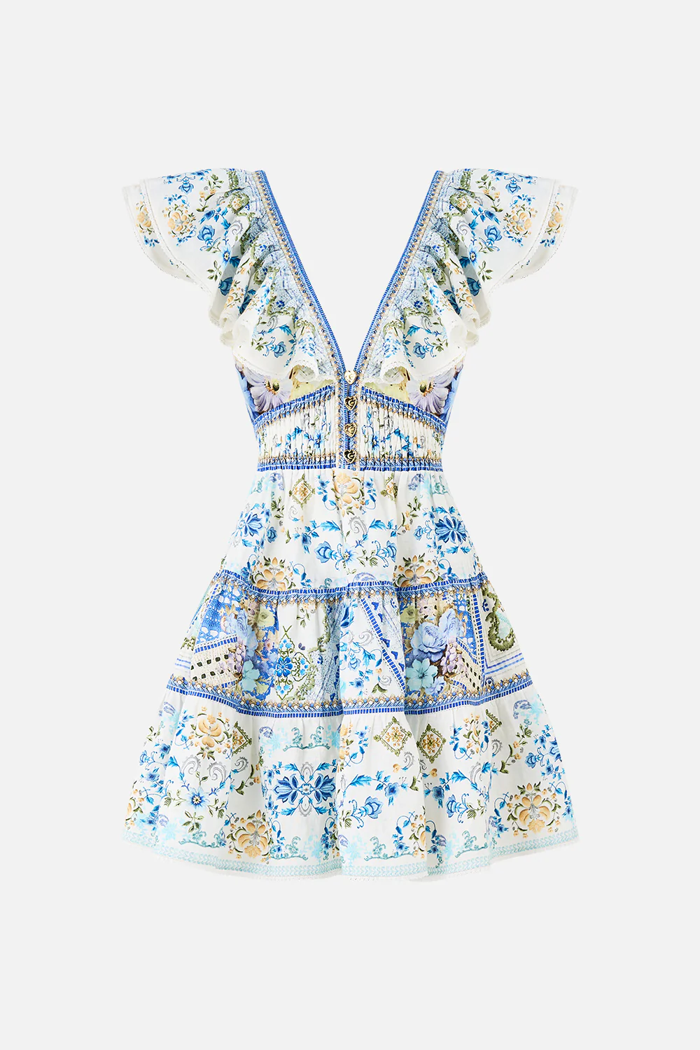 TIERED SHORT DRESS WITH NECK FRILL MY HOMESPUN HEART - Image 3