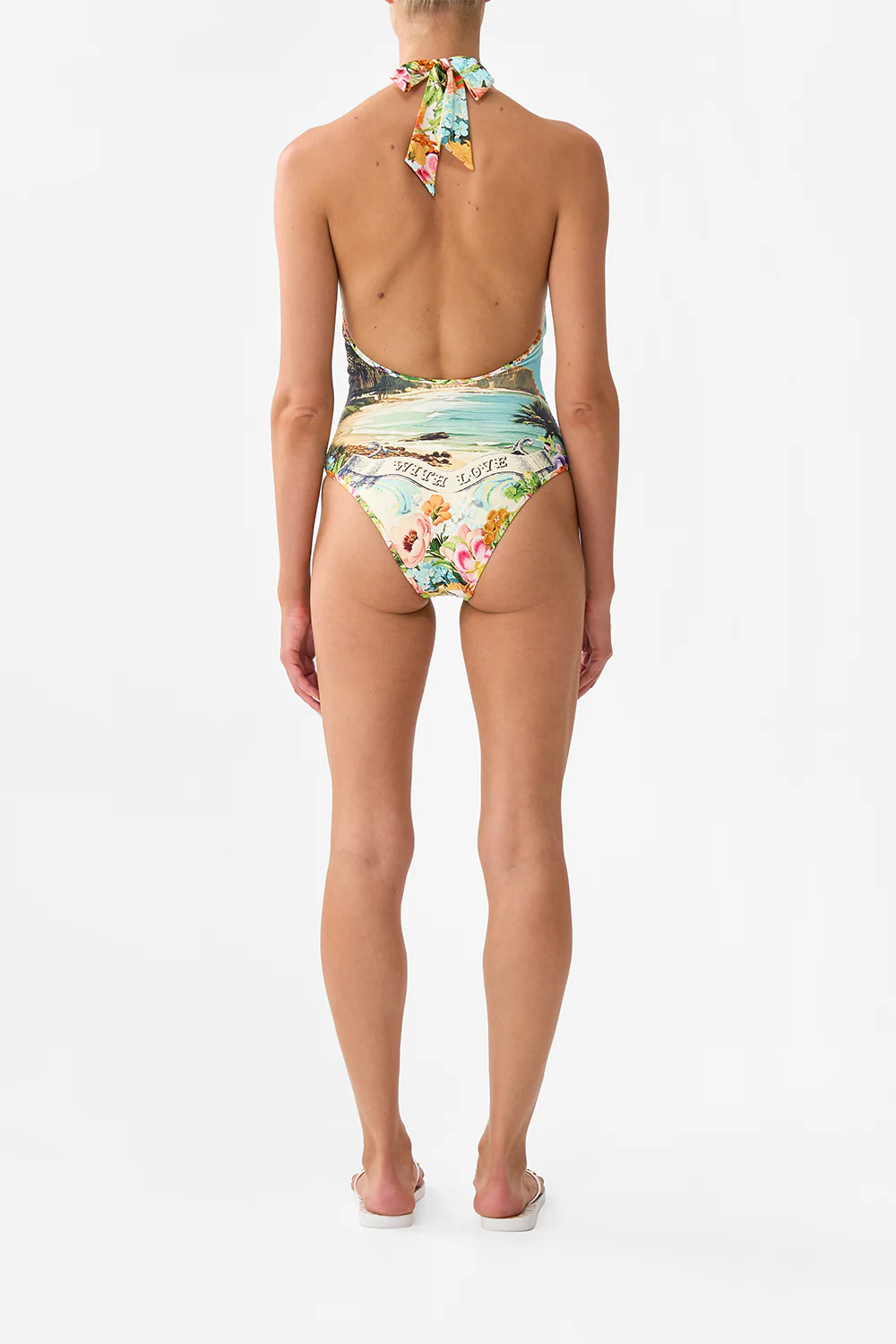 REVERSIBLE BIND EDGE V NECK HALTER ONE PIECE BATHING BOMBSHELL - Image 2
