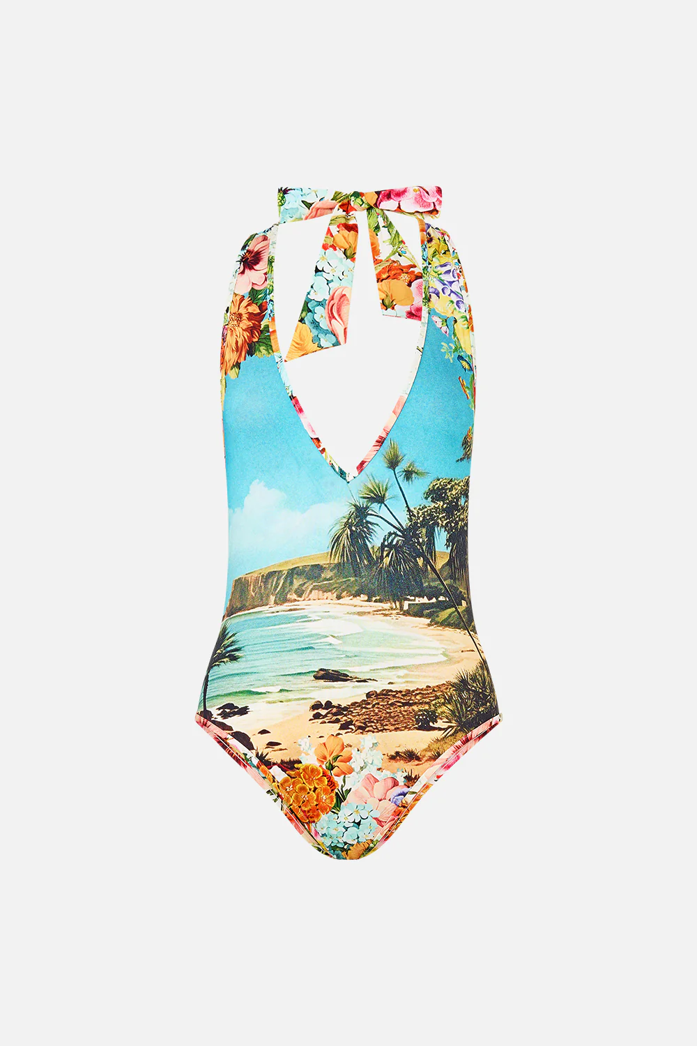 REVERSIBLE BIND EDGE V NECK HALTER ONE PIECE BATHING BOMBSHELL - Image 3