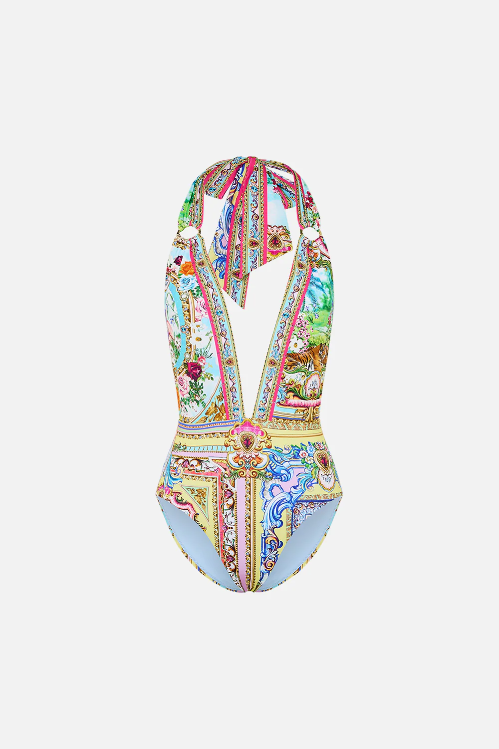 PLUNGE BACKLESS HALTER ONE PIECE WITH RING TIES SPIRIT OF SANTA MARIA - Image 3