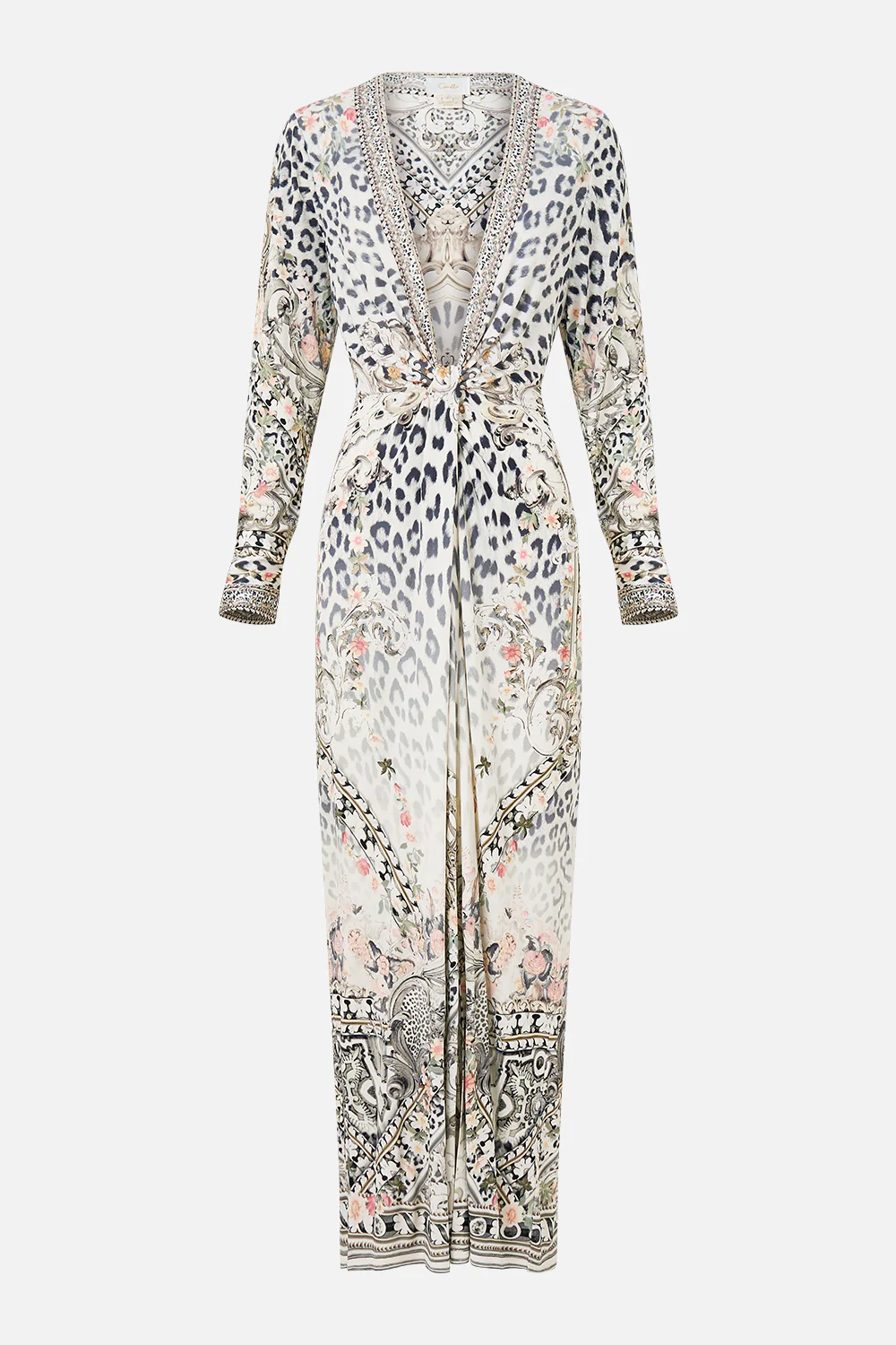 LONG V NECK TWIST FRONT JERSEY DRESS MARBLE HEAVEN - Image 3